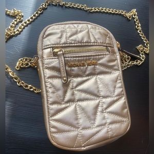 ♥️💖 Michael Kors Winnie Quilted Puffy Metallic Gold Crossbody Bag Chain Strap